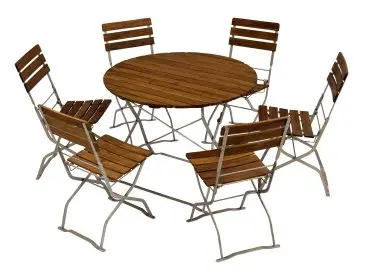 Table ronde pour salon de jardin à bière modèle 10bg et chaise de jardin à bière modèle 01bg