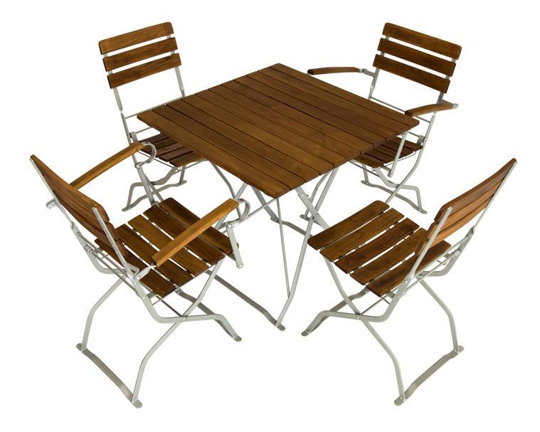 Mobilier de jardin à bière composé d'une table de jardin à bière modèle 04bg et de chaises de jardin à bière 03bg et de chaises de jardin à bière 01bg