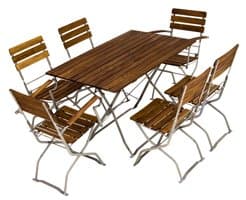 Table de jardin à bière avec chaises de jardin à bière et fauteuil de jardin à bière
