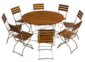 Table ronde de jardin de bière avec chaises de jardin