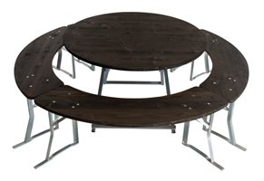 table de brasserie ronde en bois fonce