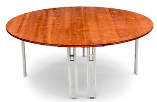 table de brasserie ronde en bois fonce
